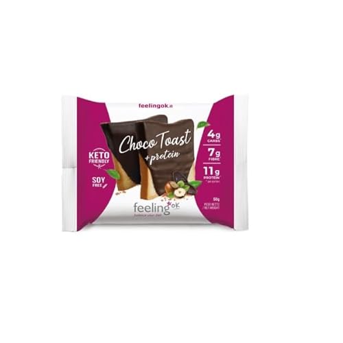 Generic FEELING OK CHOCO TOAST DA 50g IN BUSTA (STAGE 1) Toast con cioccolato ketogenico adatto per dieta keto (Box da 10 pezzi da 50g).