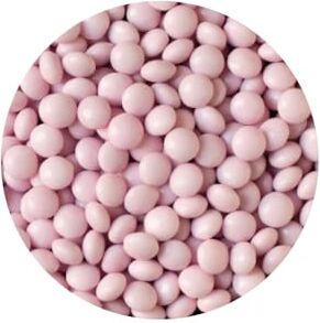 Decora , 2081193 Confezione da 80 g Mini Lenti Cioccolato A Latte Rosa Dim. ⌀ 10 mm, Pronte all’uso, Da cospargere direttamente su torte, Con il 60% di cioccolato al latte, Made in Italy