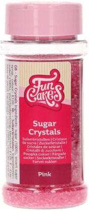 FunCakes Sugar Crystals -Rosa-: Cake Sprinkles, Ottimo Gusto, Perfetto per Decorare Torte, Cristalli di Zucchero Colorati. 80 gr.