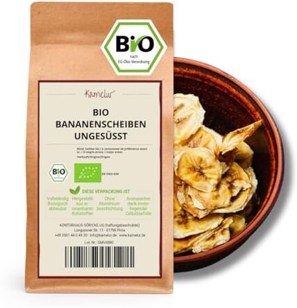 Kamelur 1kg di banane BIO non zuccherate di prima qualità, l'aggiunta naturale per il tuo muesli