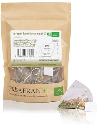 FRISAFRAN Infuso Benessere Alcalino Biologico in Piramidi   Tisane   Tisane Fredde   Tisane Equilibra   Tisane Filosofiche   Tisane Erboristeria   Tisane Bio   Infusi Tisane   30Uds