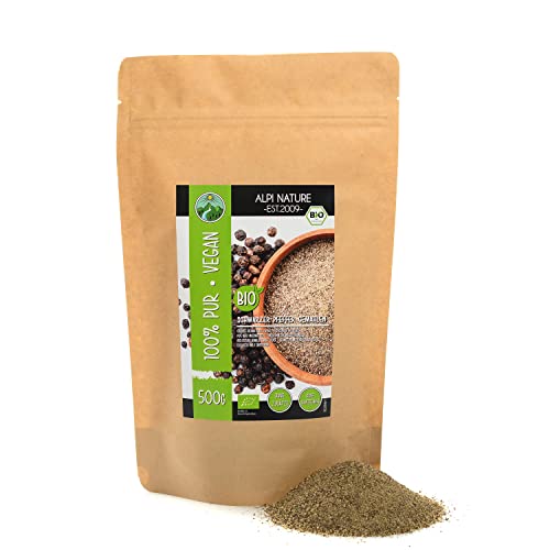 Alpi Nature Pepe nero macinato biologico (500g), pepe nero macinato da coltivazione biologica controllata, senza glutine, senza lattosio, testato in laboratorio, vegano, 100% naturale senza additivi