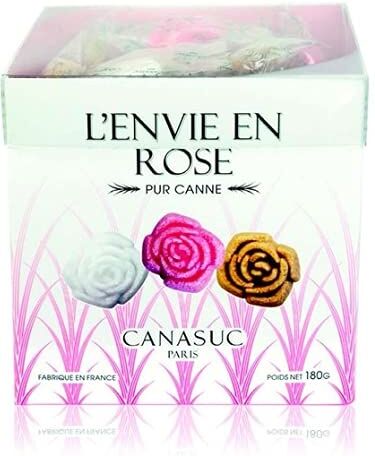 Generico Canasuc   48 Zollette Zucchero Canna Coloranti Naturali   Zucchero Forma di Rosa Incartate Singolarmente   Zucchero di Canna Zollette 180 Gr