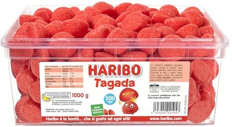 HARIBO Tagada, Caramelle Gommose, Gusto Frutta Fragola, Ideali per Feste e Dolci Momenti di Relax Circa 200 Pezzi [1000gr]