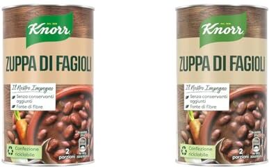 Knorr Zuppa di Fagioli, Piatti Pronti  con Ingredienti Naturali, Senza Coloranti e Senza Conservanti Aggiunti, Fonte di Fibre, 12 Confezioni da 750ml (Confezione da 2)