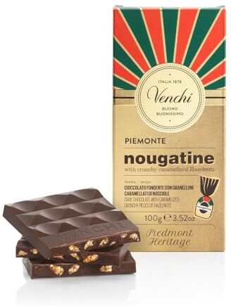 Venchi Tavoletta di Cioccolato Nougatine con Nocciole Piemonte IGP Caramellizzate, 100 g Senza Glutine