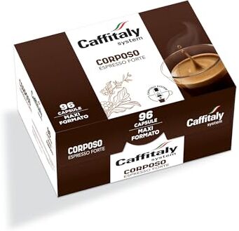 Caffitaly System, 96 Capsule Caffè Corposo, Espresso Forte, per Macchine Originali , Note Aromatiche di Cacao, Arabica e Robusta, Intensità 9/10, Tostatura Media