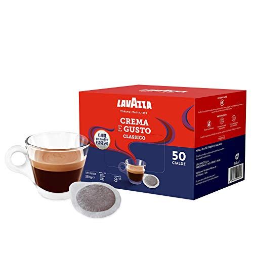 Lavazza , Crema e Gusto Classico, Caffè in Cialde per Macchine Espresso, 50 Cialde in Carta, con Note di Legno e Tabacco, Arabica e Robusta, Intensità 8/10, Tostatura Scura, 4 Confezioni Da 50 Cialde