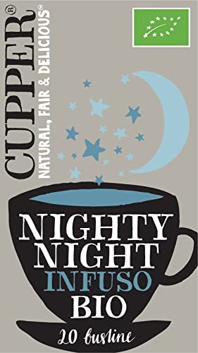 CUPPER Nighty Night Infuso Biologico con Cannella, Camomilla e Melissa, Tisana con Ingredienti Naturali, Gusto Avvolgente, Filtri 100% Biodegradabili, Confezione da 20 Bustine