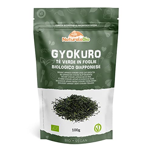 NaturaleBio Tè verde Gyokuro Giapponese Biologico da 100g. Bio, Naturale e Puro, Thè verde in foglie di primo raccolto coltivato in Giappone. Organic Japanese Gyokuro Green Tea. .