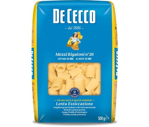 De Cecco Mezzi rigatoni, Pasta di Semola di Grano Duro 6 pezzi da 500 g [3 kg]
