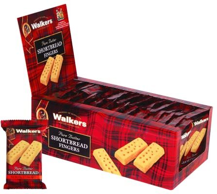 Walkers Le dita dei biscotti di frolla dei camminatori biscotti tradizionali del burro a forma di dito della ricetta scozzese, 40 g, 24 pezzi