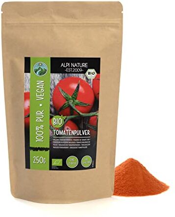 Alpi Nature Pomodoro in polvere biologico (250g), pomodori macinati da coltivazione biologica controllata, 100% puri e naturali