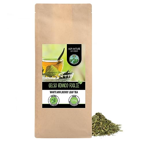 Alpi Nature Tè in foglie di gelso (250g), tagliato, essiccato delicatamente, puro al 100% e naturale per la preparazione del tè, tisana