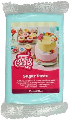 FunCakes Pasta di Zucchero Pastel Blue: facile da usare, liscia, flessibile, morbida e pieghevole, perfetta per decorare torte, halal, kosher e senza glutine. 250 gr