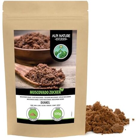 Alpi Nature Zucchero muscovado bruno (500g), zucchero muscvado scuro, zucchero muscovado, zucchero di canna integrale crudo e 100% naturale, senza additivi