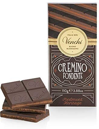 Venchi Tavoletta Cremino Fondente, 110g Cioccolato alle Nocciole Gianduia e Cioccolato Fondente con Pasta di Mandorla Senza Glutine