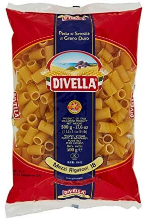 Divella PASTA DI SEMOLA DI GRANO DURO MEZZI RIGATONI 18 GR 500 X 24