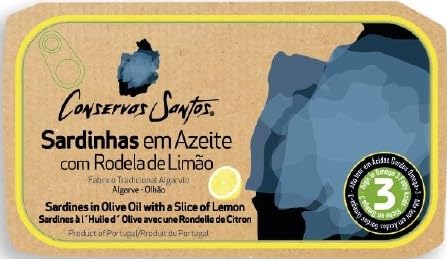 Generic Conservas Santos Sardine intere con una fetta di limone/Prodotto Gourmet del Portogallo 5 x 120 gr Pack