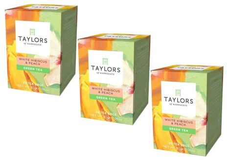 Generico Taylors of Harrogate   Tè Verde Sencha   Tè Verde Ibisco Bianco e Pesca 60 Bustine di Tè (90 Gr)   Green Tea Bustine