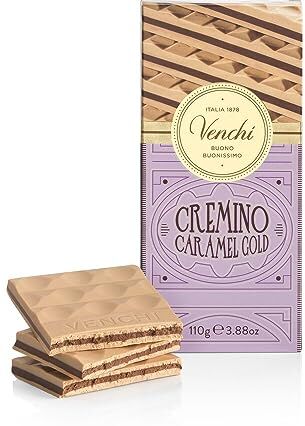 Venchi Tavoletta di Cioccolato Cremino Gold Caramel, 110 g Senza Glutine