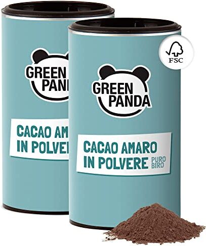 Panda © Cacao amaro in polvere puro bio   Cacao magro estratto a bassa temperatura   cacao crudo in polvere per cioccolata calda, frullati, dessert, da forno o in muesli   2 x 125 g