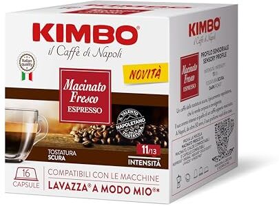 Kimbo Capsule Compatibili Lavazza® A Modo Mio®* 128 Capsule Macinato Fresco Espresso 8 Confezioni da 16 Capsule