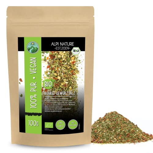 Alpi Nature Condimento biologico per uova strapazzate (100g), miscela di condimento biologico per uova, sale per condimento per frittate, 100% naturale, ingredienti biologici