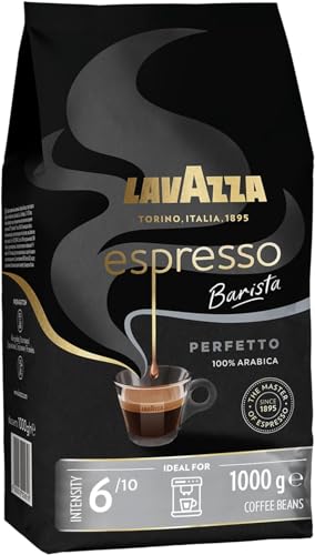 Lavazza , Espresso Barista Perfetto, Caffè in Grani Tostati a Tamburo, Ideali per Macchine da Caffè Espresso, con Note Aromatiche Floreali, 100% Arabica, Intensità 6/10, 1 kg