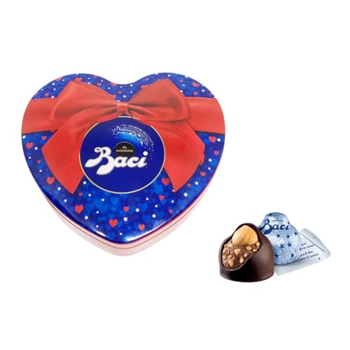 Generic Baci Perugina edizione 2024 Scatolina di Latta Cuore da 50 grammi Cioccolato fondente con extra ripieno di nocciole Senza Glutine Per feste San Valentino CoCoCiok