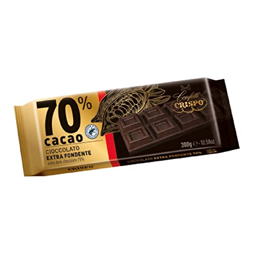 CRISPO Tavoletta Cioccolato Fondente Extra 70% Blocco  Cioccolata da 300 g