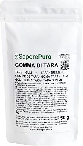 SaporePuro FARINA DI SEMI DI TARA 50 gr Ideale per Gelati e Sorbetti Pura 100% Gomma di Tara