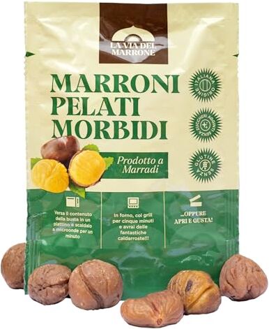 Via La Fabbrica dei Marroni Marroni pelati morbidi   nutrienti, energetici e buoni   una merendina ricca e senza glutine   100 gr