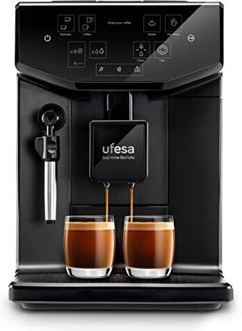 Ufesa , Macchina da Caffè in Chicchi o Macinato, Superautomatica, Macinacaffe Incorporato, Schermo Tattile Touchscreen, Potenza 1550 W, Deposito Chicchi 300 g