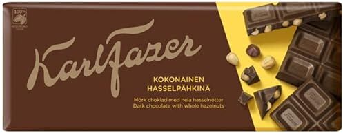 Fazer Karl  Dark Whole Hazelnuts Chocolate 10 Bars von 200 g 71 Unzen