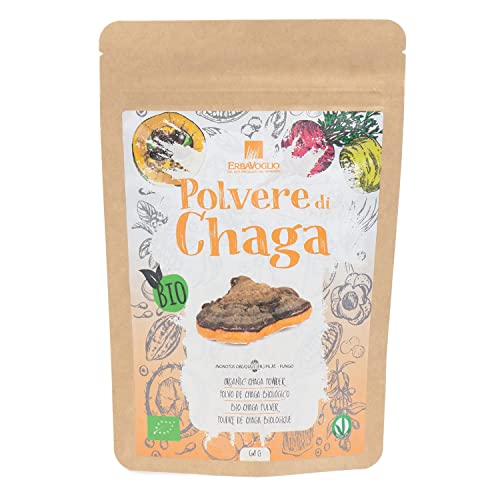 Erbavoglio Alimento Biologico in Polvere Polvere di Chaga Bio 60 gr Utile per la protezione integrale dell'organismo