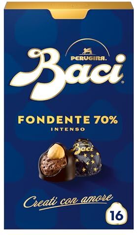 Perugina Baci  Fondente 70% Cioccolatini ripieni al Gianduia, 200g