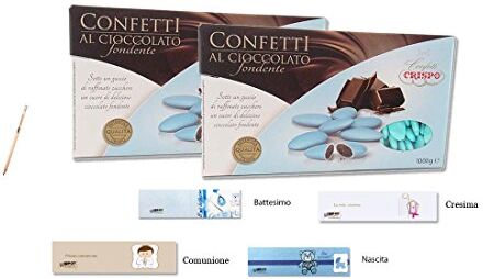 CRISPO CONFETTI AL CIOCCOLATO FONDENTE CELESTI 2 KG + 100 BIGLIETTINI BOMBONIERE