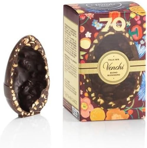 Venchi Uovo Mignon Extra Fondente 70% Con Nocciole Piemonte IGP, 70 g Idea Regalo Vegano Senza Glutine