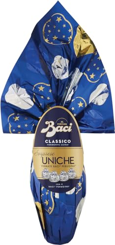 Perugina BACI  Maxi Uovo di Pasqua 2024 Cioccolato Fondente con sorpresa e 4 cioccolatini 380g