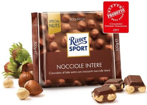 Generic Tavoletta Ritter Sport Nocciole Intere Cioccolato al Latte Extra Con Nocciole 3 x 100 gr