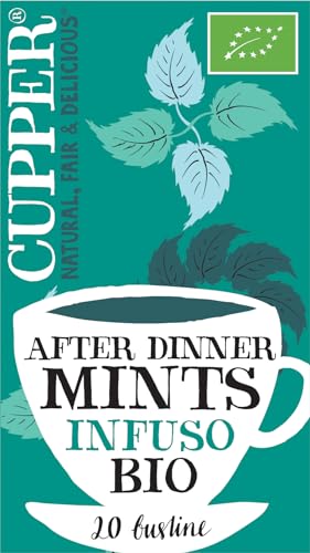 CUPPER After Dinner Mints Infuso Biologico con Doppia Menta e Finocchio, Tisana con Ingredienti Naturali Digestivo Dopo Pasto, Gusto Speziato, Filtri 100% Biodegradabili, Confezione da 20 Bustine