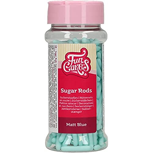 FunCakes Matt Sugar Rods XL Blue: Cake Sprinkles, Great Taste, Perfect for Cake Decorating, Cupcake Sprinkles 70 g.