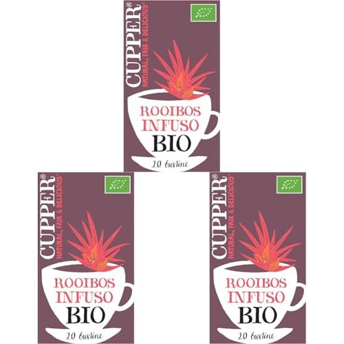 CUPPER Infuso Biologico Rooibos, Antiossidanti, Rinfrescante e Gustoso Senza Teina, Caffeina, Ingredienti da Agricoltura Biologica, Confezione da 60 Bustine