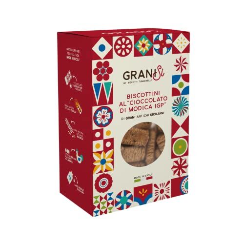 Generico Tumminello   Granisi Biscotti Cioccolato di Modica   Specialità Siciliana Dolce   Frollini ai Grani Antichi Sicilia   Biscotti Artigianali Cioccolato 210 Gr