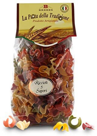 Brezzo 12 Confezioni Di Pasta Formato ''Riccioli'', Pasta Artigianale Di Grano Duro Colorata, Singola Confezione: 250 Grammi, Tot. 3 Kg