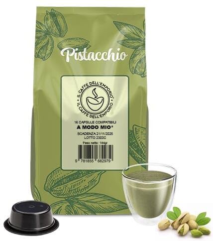 Il Caffè Dell'Emporio Bevanda al Pistacchio Compatibili con Lavazza a Modo Mio 96 Capsule (6 buste da 16 capsule)