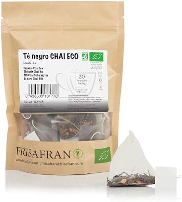 FRISAFRAN Tè nero Chai biologico in piramidi   Anti infiammatorio   Antiossidante   30Uds   Te chai   Chai tea   The chai   Masala chai tea   Masala chai   Chai masala   Pukka chai