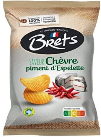 Generic BRETS Chevre et Piment d'Espelette Patatine con formaggio di pecora e pepe di Espelette il gusto delle patatine francesi snack con olio di girasole 125g