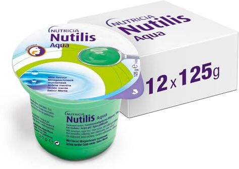 Nutricia NUTILIS AQUA GEL MENTA Alimento a Fini Medici Speciali Per la Gestione Dietetica del paziente Disfagico, Problemi di Deglutizione, senza Zucchero al Gusto Menta 12 x 125g